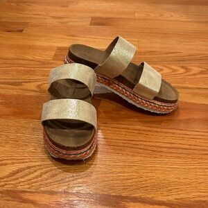 Gold braided sandals